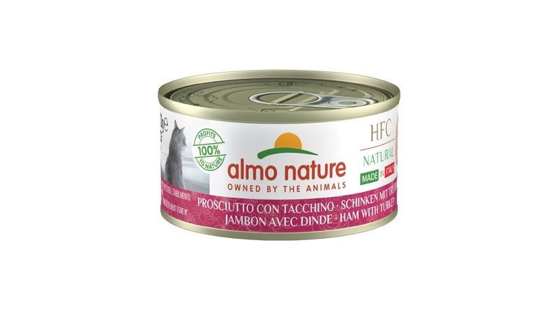 almo nature HFC Natural – natvoer voor honden met rundvlees met ham, oorspronkelijk levensmiddelenkwaliteit en wordt nu gebruikt voor hondenvoeding