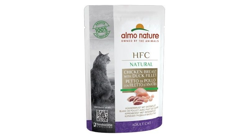 Almo Nature HFC Natural Petto di Pollo e Filetto d'Anatra 55g busta gatto