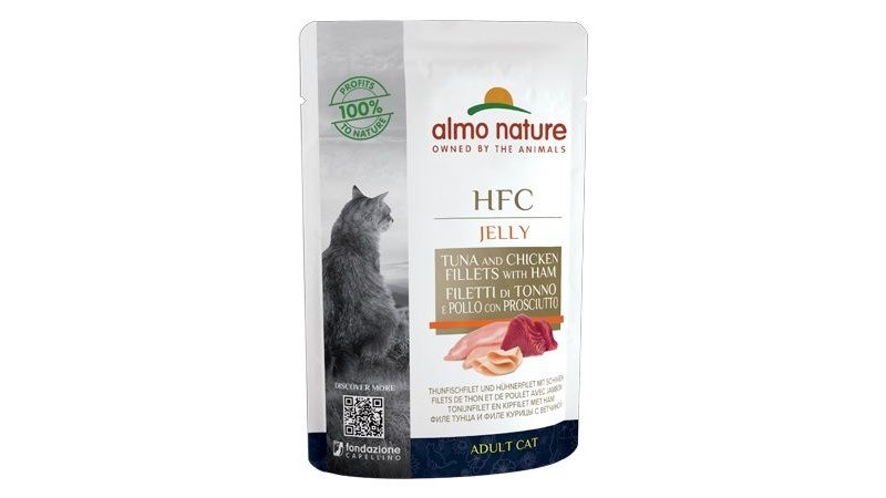 Almo Nature HFC Jelly Tonno Pollo e Prosciutto 55g busta gatto