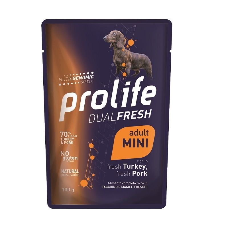 Prolife Adult Mini Tacchino e Maiale 100g umido cane dual fresh