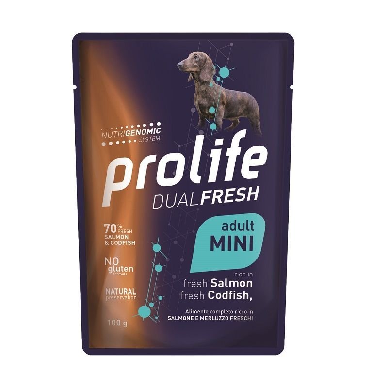 Prolife Adult Mini Salmone e Merluzzo 100g umido cane dual fresh