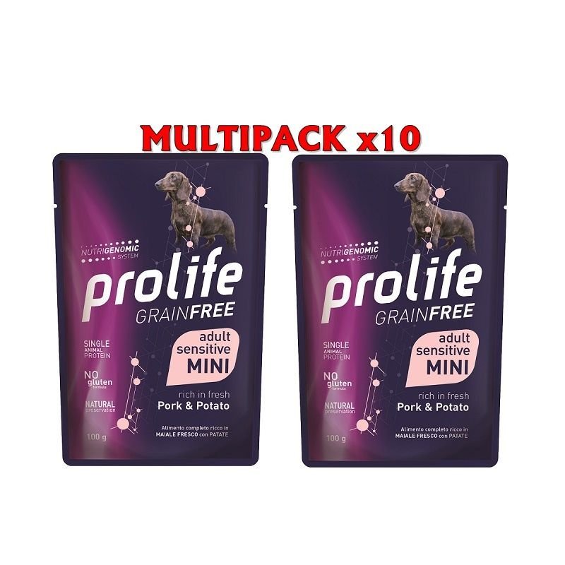Prolife Adult Mini Maiale e patate 100g umido cane grain free Multipack x10