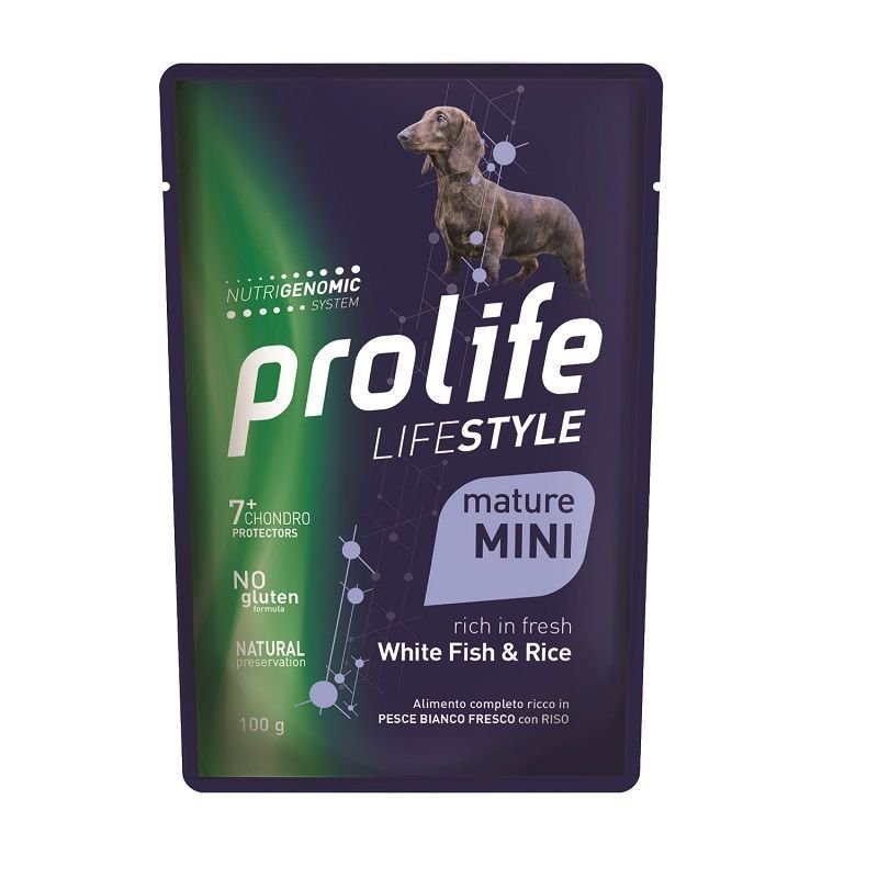 Prolife Mature Mini Pesce e riso 100g umido cane senior