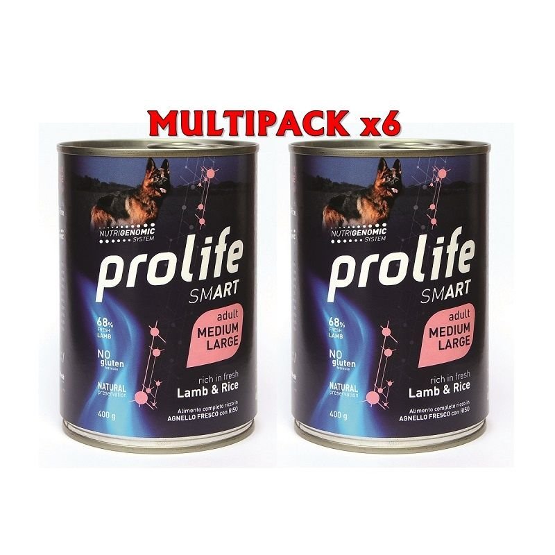 Prolife Adult Agnello e riso 400g umido cane Multipack x6