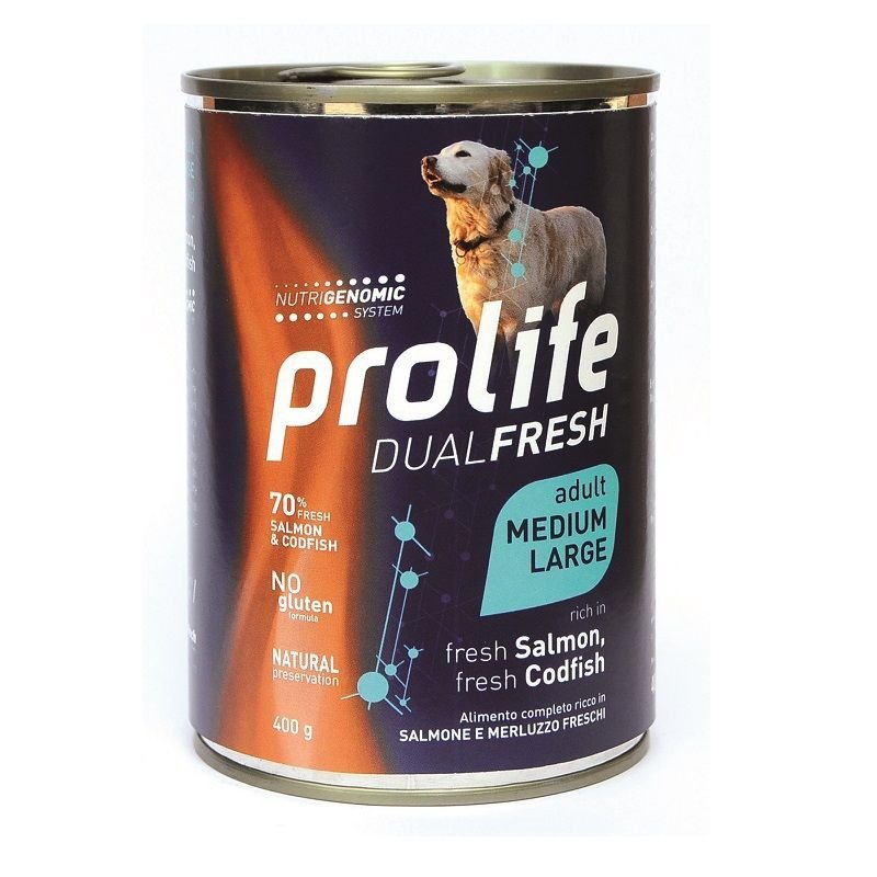 Prolife Adult Salmone e Merluzzo 400g umido cane dual fresh