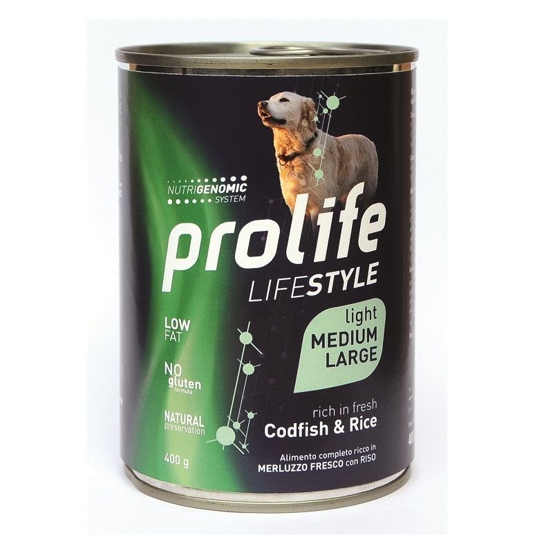 Prolife Light Merluzzo e riso 400g umido cane