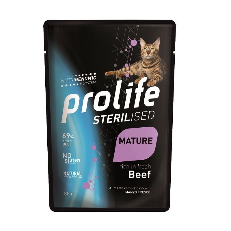 Prolife Sterilised Mature Manzo 85g umido gatto