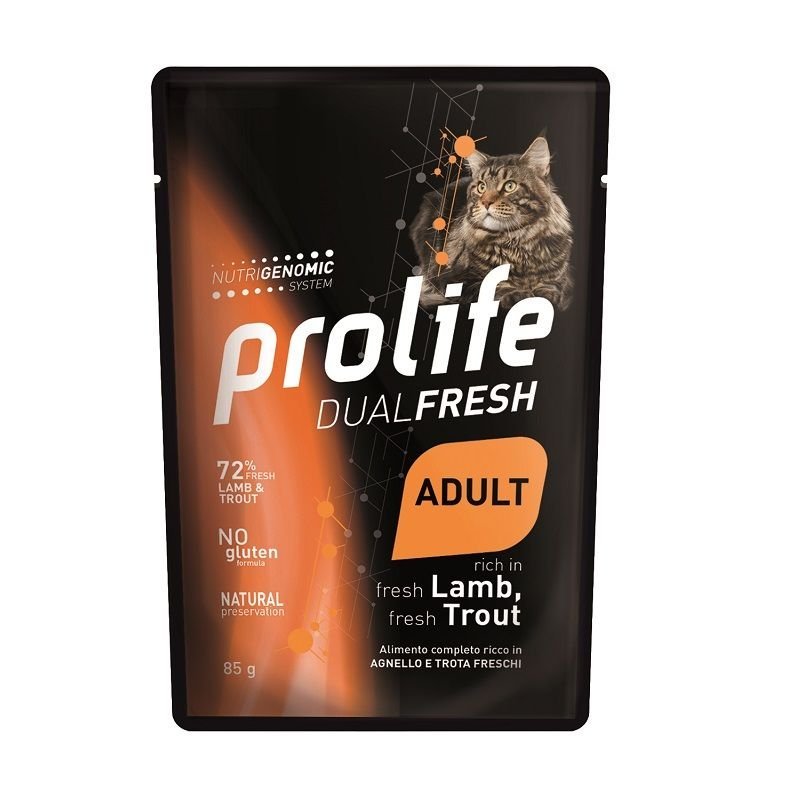 Prolife Agnello e Trota 85g umido gatto DualFresh