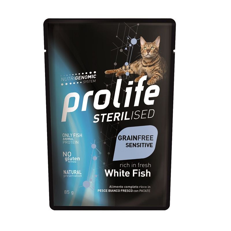 Prolife Sterilised Pesce Bianco e patate 85g umido gatto