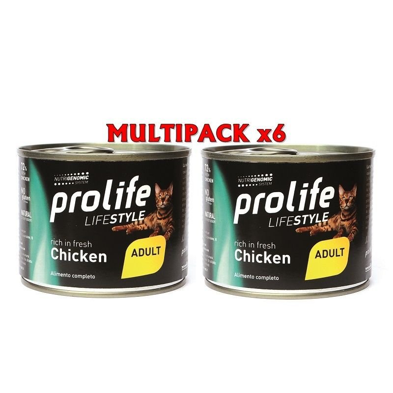 Prolife Adult Pollo 200g umido gatto Multipack x6