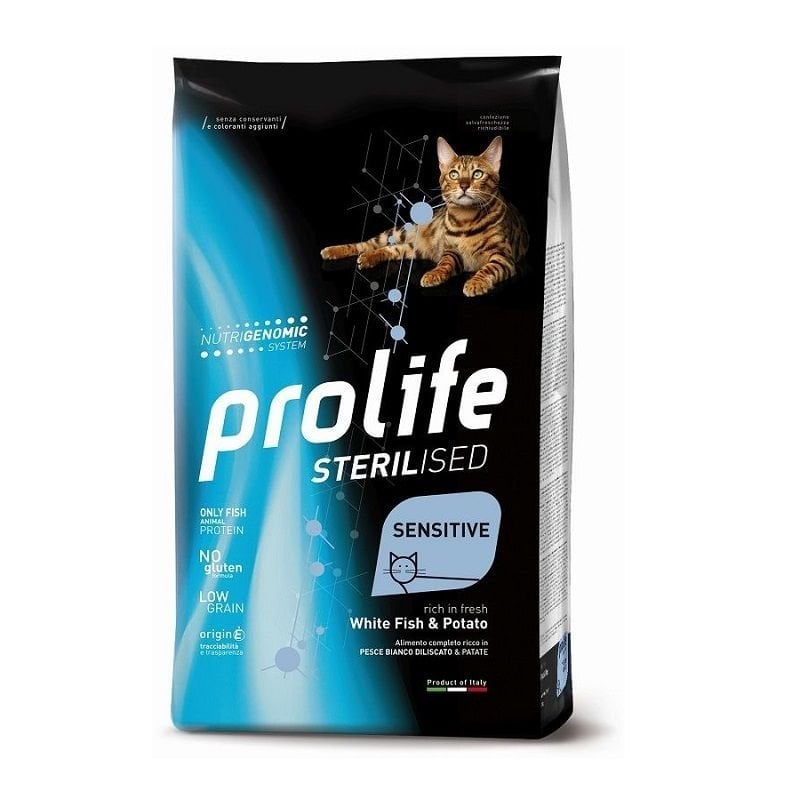 Prolife Sterilised Cat Pesce Bianco e Patate 7kg Nutrigenomic crocchette gatto Prolife Sterilised Cat Pesce Bianco e Patate 7kg Nutrigenomic crocchette gatto