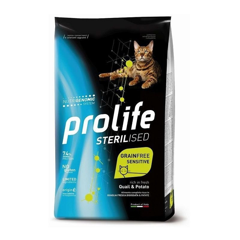 Prolife Sterilised Cat Quaglia e Patate 7kg Nutrigenomic crocchette gatto