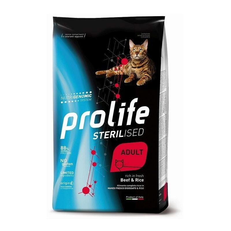 Prolife Sterilised Cat Manzo e Riso 7kg Nutrigenomic crocchette gatto