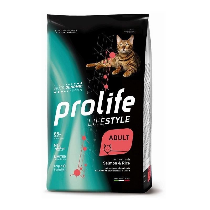 Prolife Salmone e Riso Adult Cat 7kg Nutrigenomic crocchette gatto