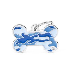 Medaglietta Style Camouflage Blu Osso Grande