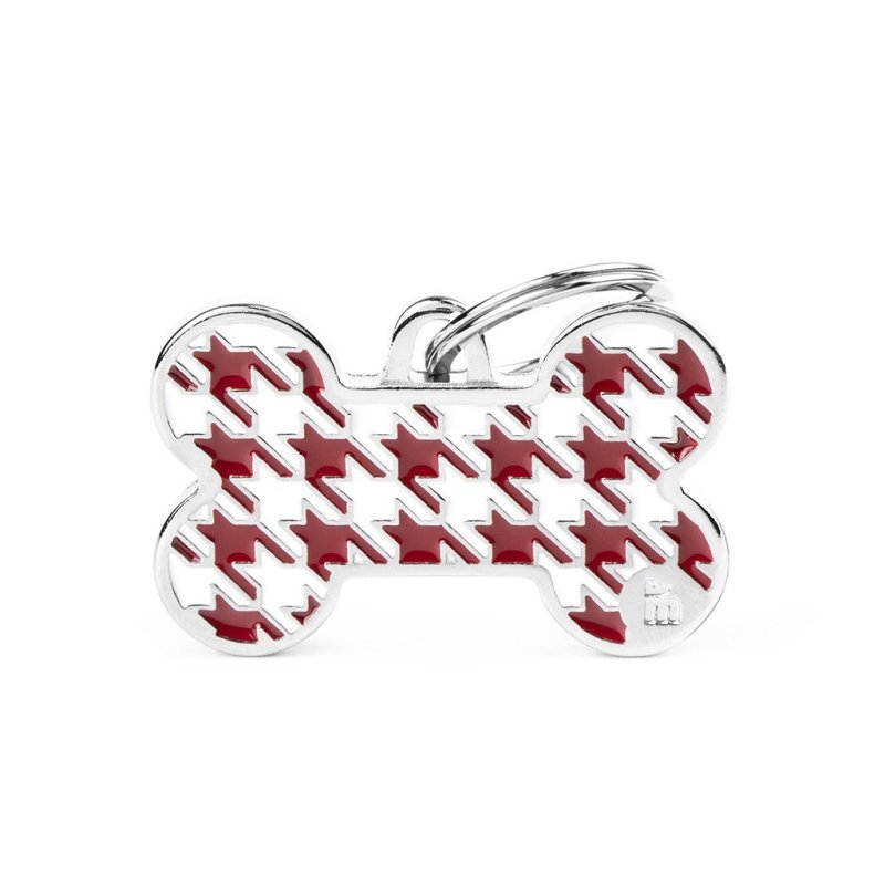Medaglietta Style Pied de Poule Rosso Osso Grande