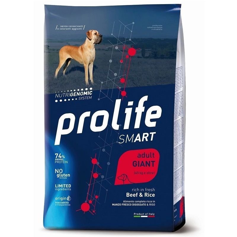 Prolife Manzo e Riso Giant 12kg Nutrigenomic crocchette cane