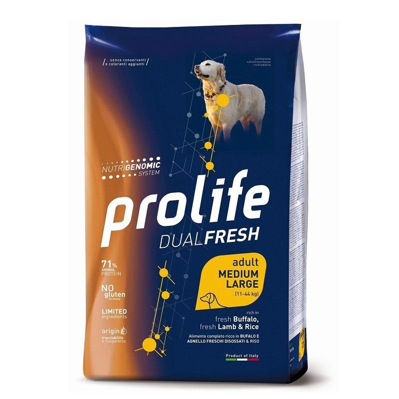 Prolife Bufalo Agnello e riso Medium Large 12kg Nutrogenomic crocchette cane