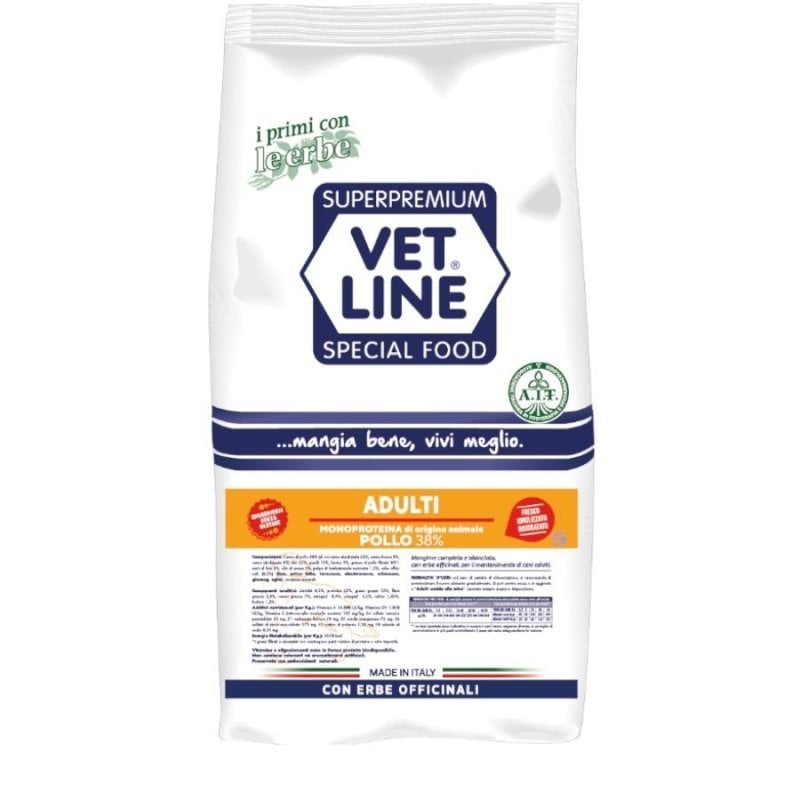 Vet Line Adulti Pollo e riso 12,5kg crocchette olistiche cane Vet Line Adulti Pollo e riso 12,5kg crocchette olistiche cane