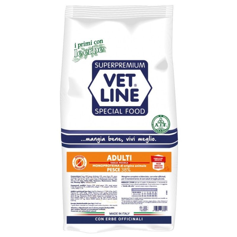 Vet Line Adulti Pesce Taglia Piccola 3kg crocchette cane