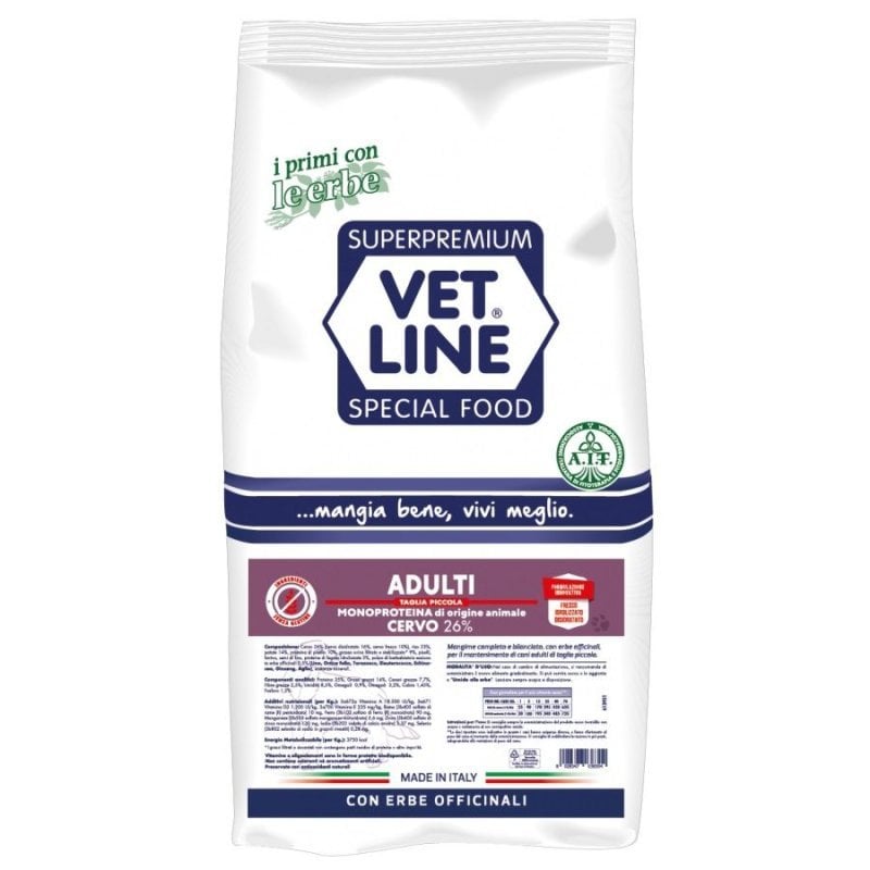 Vet Line Adulti Cervo Taglia Piccola 3kg crocchette cane Vet Line Adulti Cervo Taglia Piccola 3kg crocchette cane
