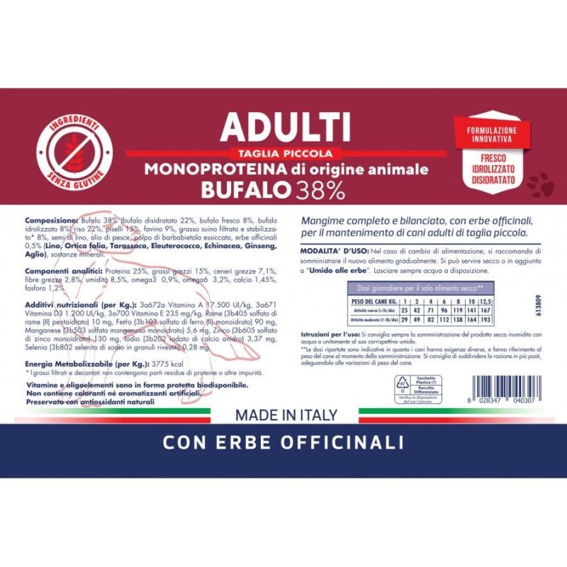 Vet Line Adulti Bufalo Taglia Piccola 12,5kg crocchette cane