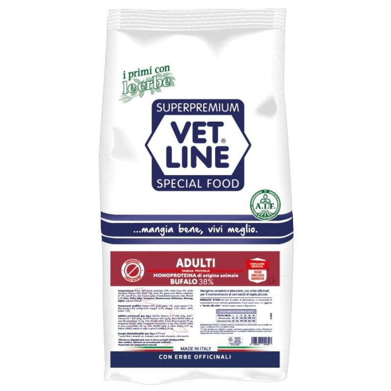 Vet Line Adulti Bufalo Taglia Piccola 800g crocchette cane Vet Line Adulti Bufalo Taglia Piccola 800g crocchette cane