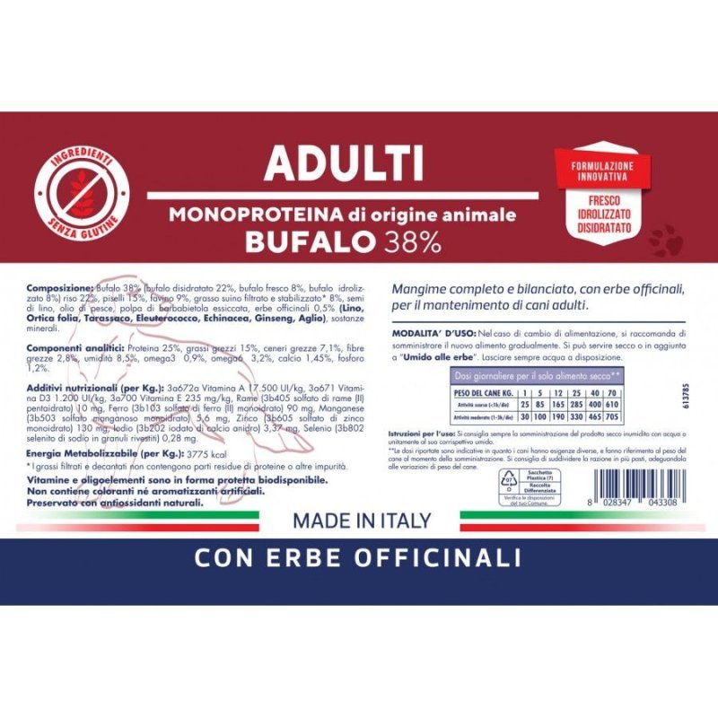 Vet Line Adulti Bufalo 12,5kg crocchette cane