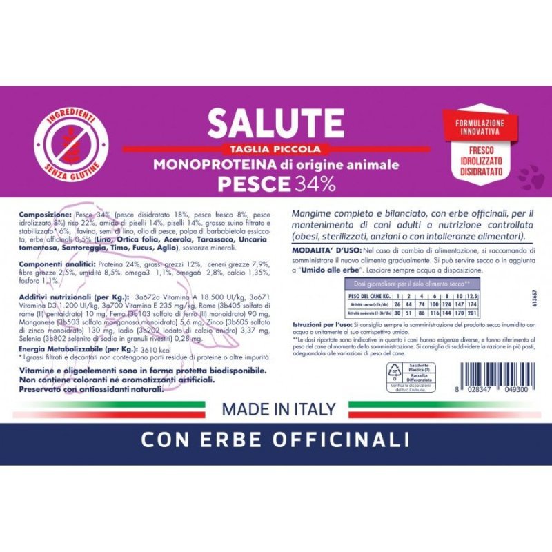 Vet Line Salute Pesce Taglia Piccola 1kg crocchette cane