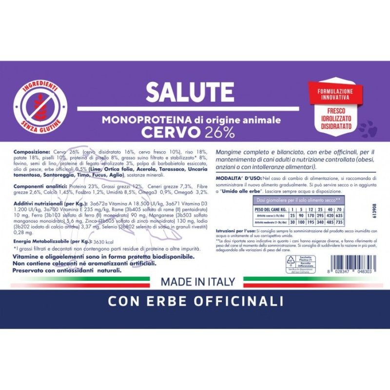 Vet Line Salute Cervo e patate 12,5kg crocchette cane