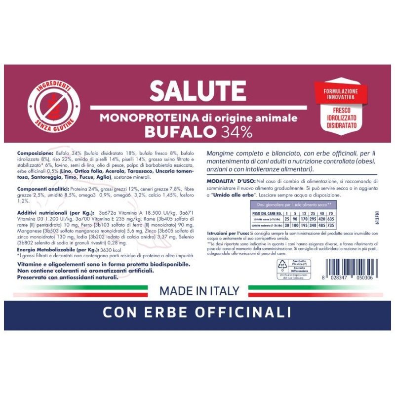 Vet Line Salute Bufalo 12,5kg crocchette cane