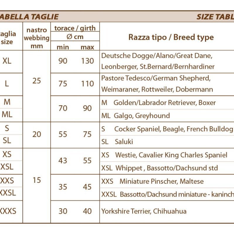 Haqihana Pettorina Addestramento Tabella Taglie