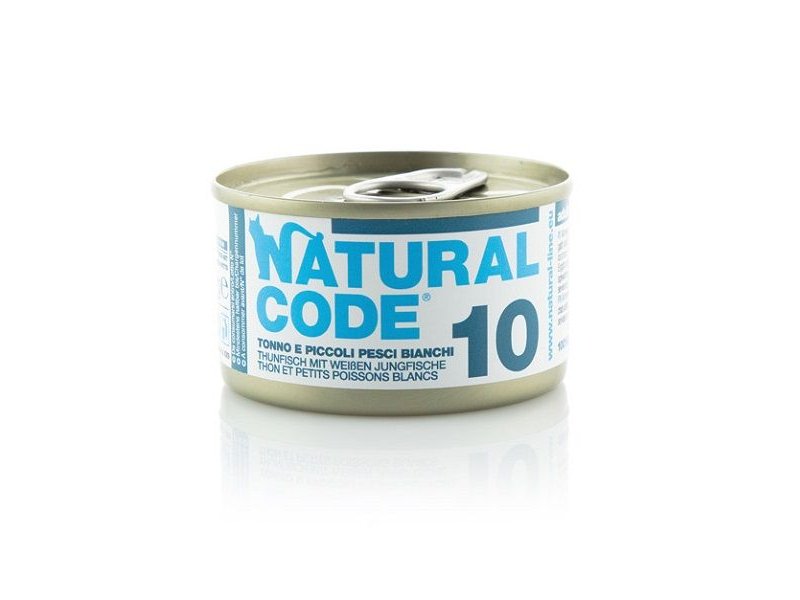 Natural Code 10 Tonno e Piccoli Pesci Bianchi 85g umido gatto