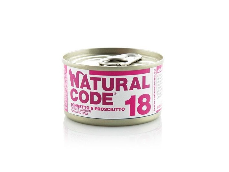 Natural Code 18 Tonnetto e Prosciutto 85g umido gatto Natural Code 18 Tonnetto e Prosciutto 85g umido gatto