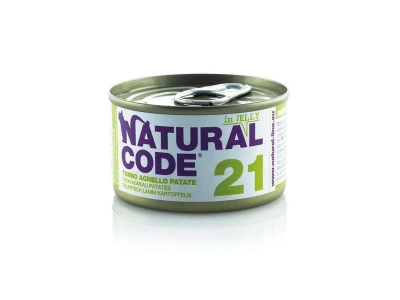 Natural Code 21 Tonno Agnello e Patate in jelly 85g umido gatto Natural Code 21 Tonno Agnello e Patate in jelly 85g umido gatto