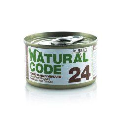 Natural Code 24 Tonno Manzo e Verdure in jelly 85g umido gatto