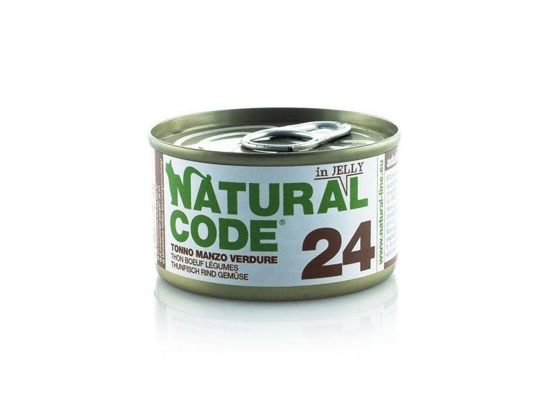 Natural Code 24 Tonno Manzo e Verdure in jelly 85g umido gatto