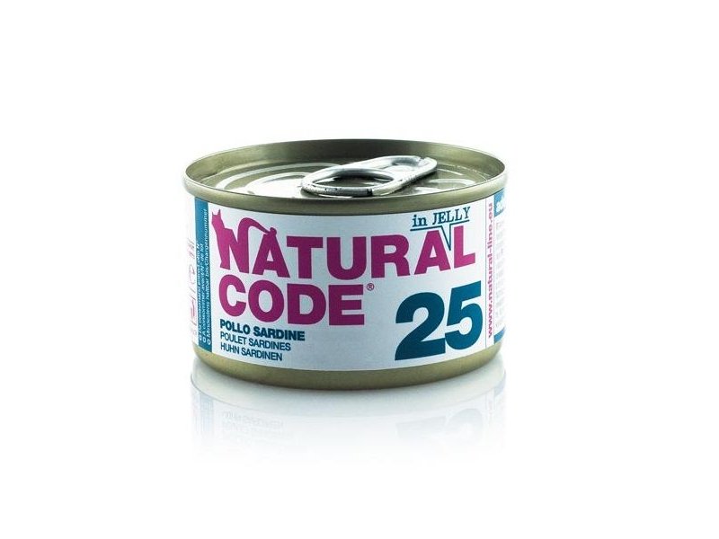 Natural Code 25 Pollo e Sardine in jelly 85g umido gatto