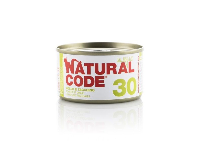 Natural Code 30 Pollo e Tacchino in jelly 85g umido gatto