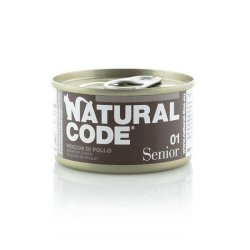 Natural Code Senior 01 Fiocchi di Pollo e Riso 85g umido gatto