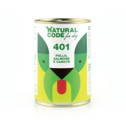 Natural Code 401 Pollo, Salmone e Carote 400g umido cane