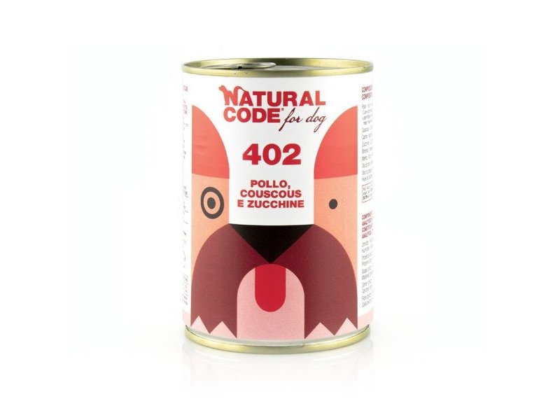 Natural Code 402 Pollo, Cousous e Zucchini 400g umido cane