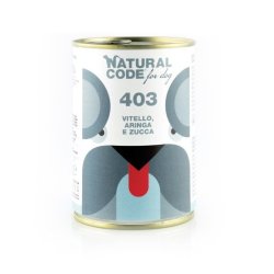 Natural Code 403 Vitello, Aringa e Zucca 400g umido cane