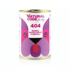 Natural Code 404 Manzo, Patate Dolci e Mirtillo 400g umido cane
