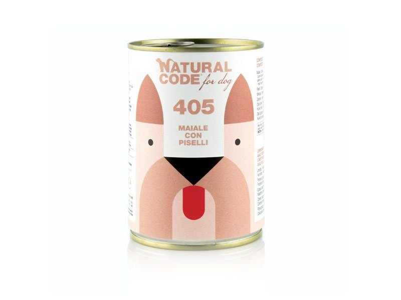 Natural Code 405 Maiale con Piselli 400g umido cane