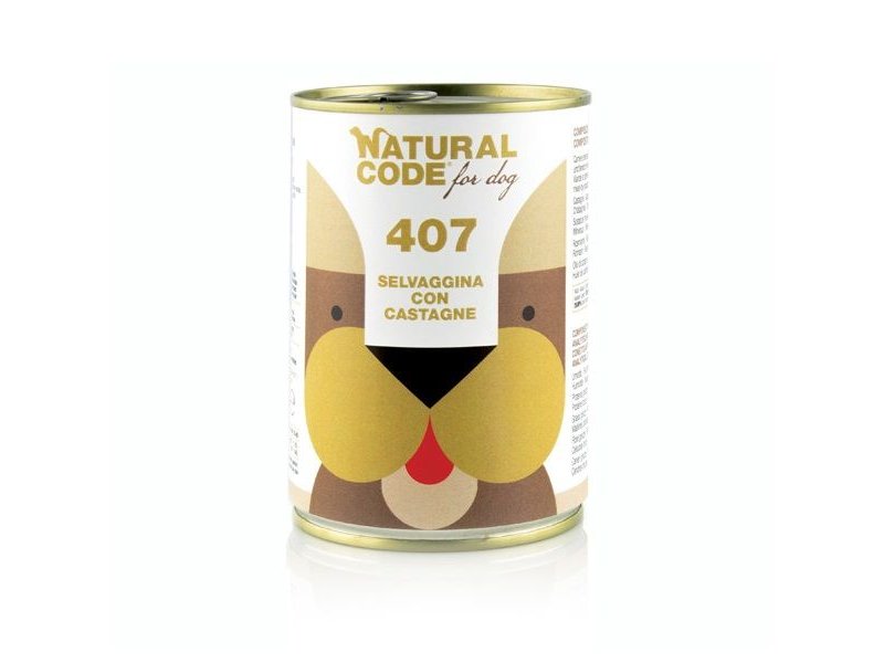 Natural Code 407 Selvaggina con Castagne 400g umido cane