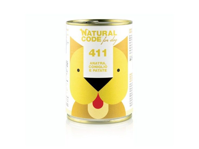 Natural Code 411 Anatra, Coniglio e Patate 400g umido cane