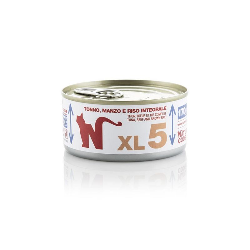 Natural Code XL 5 Tonno Manzo Riso integrale 170g umido gatto