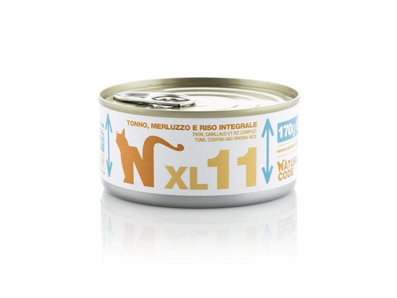 Natural Code XL 11 Tonno Merluzzo e riso 170g umido gatto