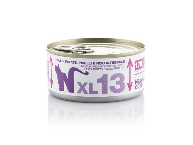 Natural Code XL 13 Pollo Patate Piselli e riso 170g umido gatto